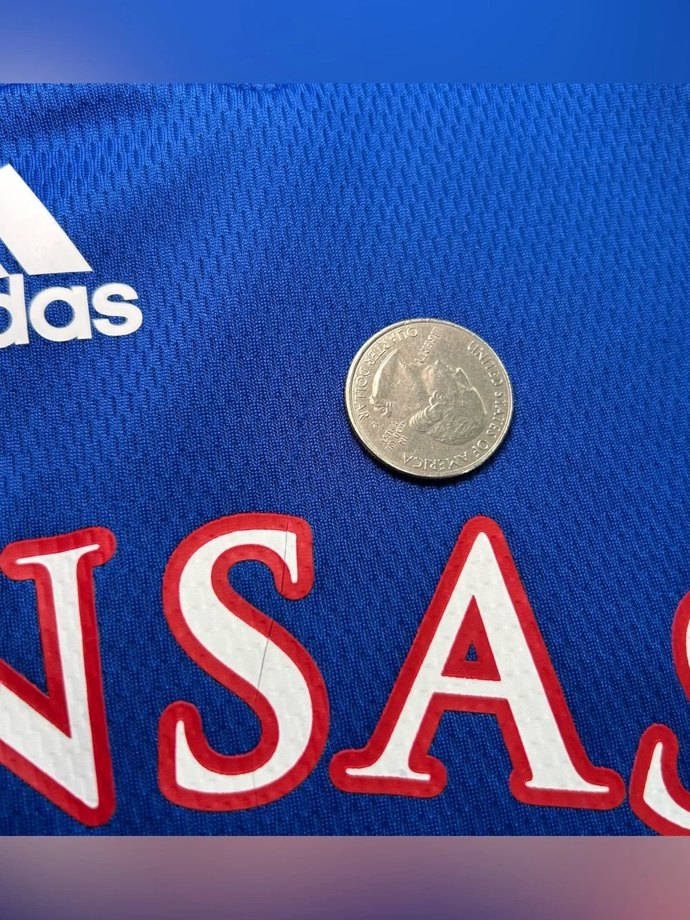 Adidas Kansas Jayhawks Basketball Swingman Jersey #1 Royal Blue size YOUTH M